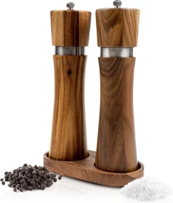 Nimma® Peper En Zoutmolen Set - Incl Navul Lepel - Verstelbare Maalgraad - Acacia Hout