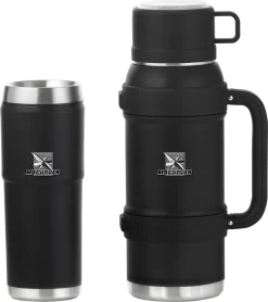 MacGyver RVS Thermoskan 1.5 Ltr – RVS Thermosbeker 0,55 Ltr - Langdurig Warm/koud - Zwart