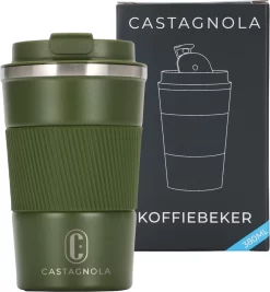 Castagnola Design RVS Koffiebeker To Go - Groen - 380ml - Thermosbeker - Theebeker