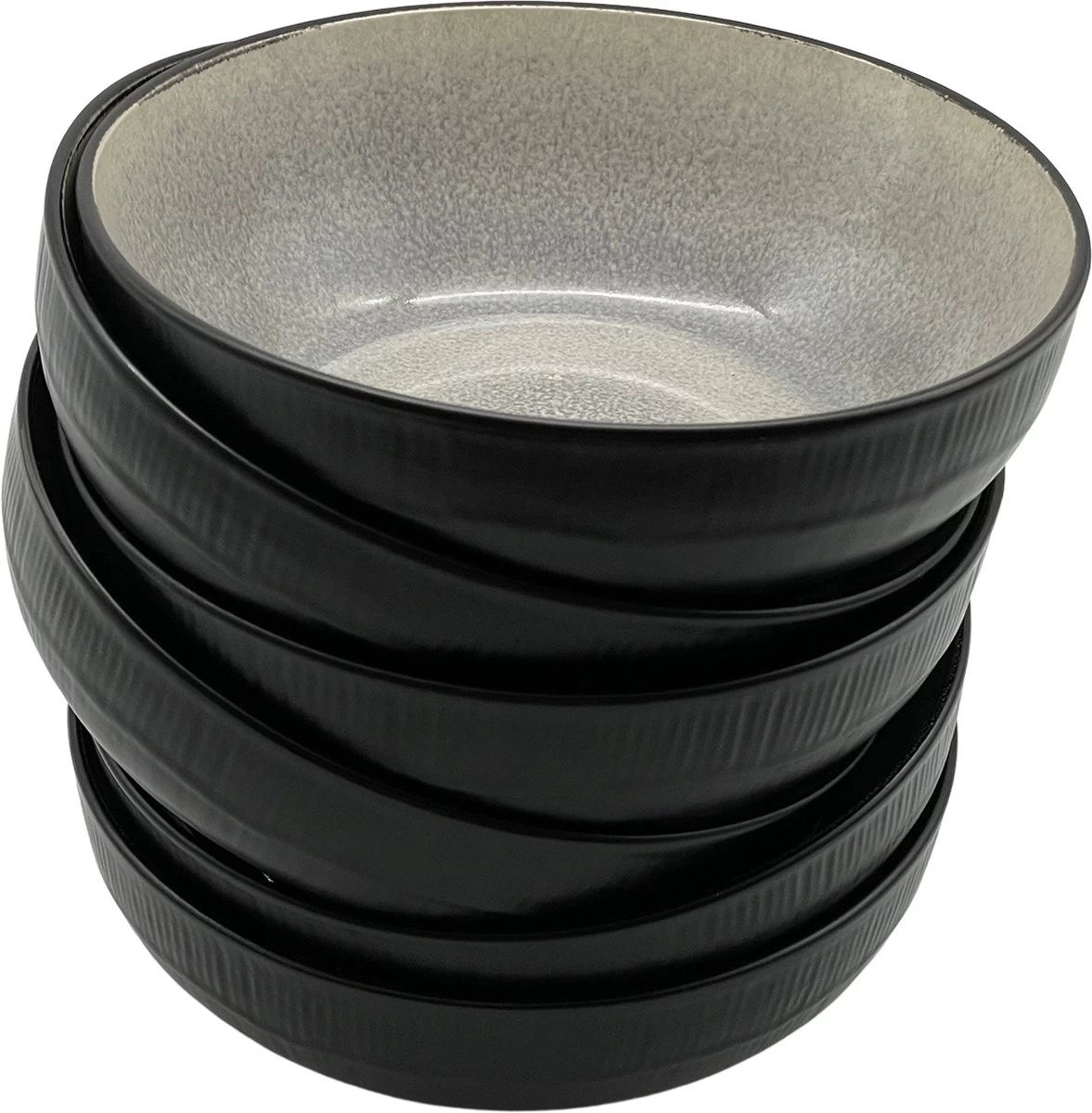 Serviesset 6 Personen - Evia Glacé - Lichgrijs / Zwart - 24-delig - Afbeelding 2