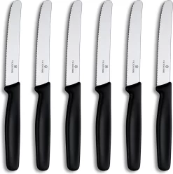 Victorinox Tafelmessen - 6-Delig - Zwart - Recht Heft