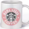 Mok | MAMA NEEDS COFFEE Roze | Starbucks Logo | Cadeau Voor Moeder | Cadeutje Voor Haar | Vrouw | Verjaardag | Moederdag