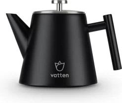 Vatten® - Premium RVS Theepot - Incl. RVS Theefilter - 1L - Zwart - Dubbelwandig