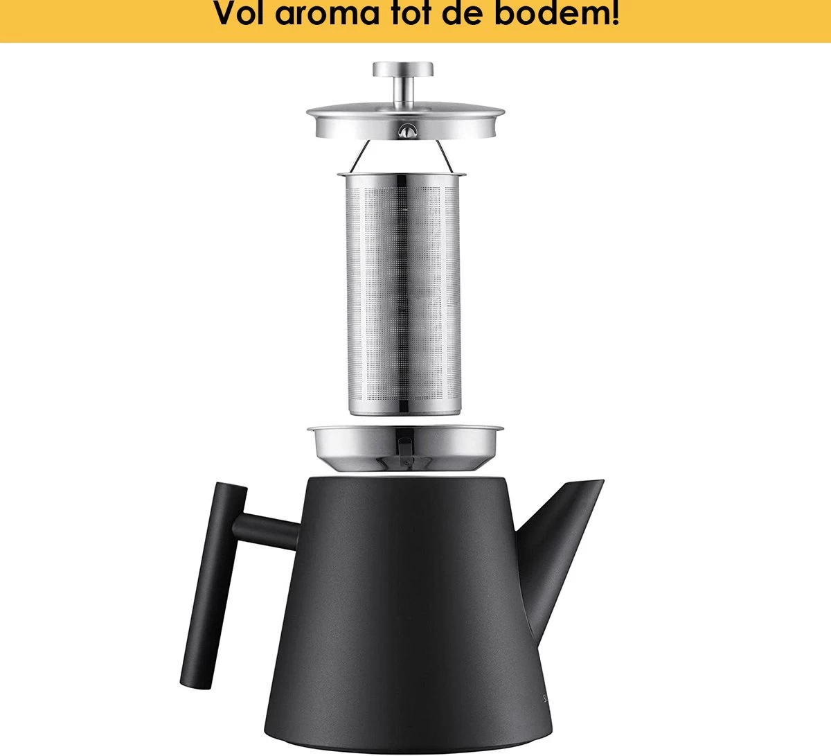 Silberthal - Theepot Met Filter - 1 L - RVS Dubbelwandig - Zwart - Cadeau - Afbeelding 5