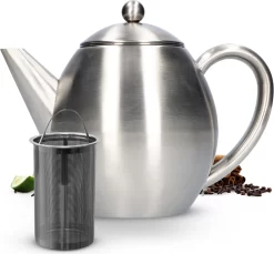 Vaja Valerie - Theepot Met Filter - Dubbelwandig - RVS - 1.2L