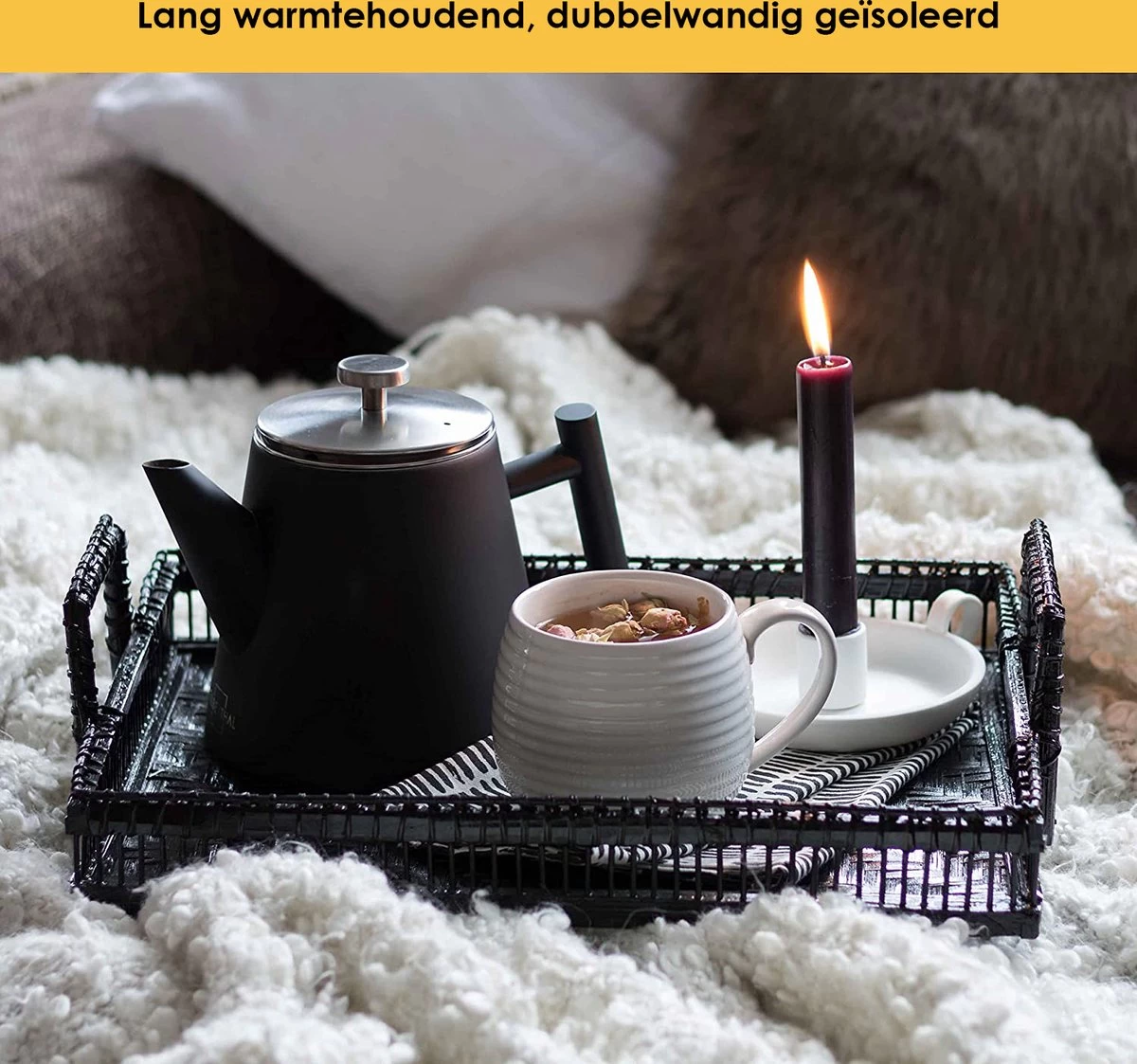 Silberthal - Theepot Met Filter - 1 L - RVS Dubbelwandig - Zwart - Cadeau - Afbeelding 4