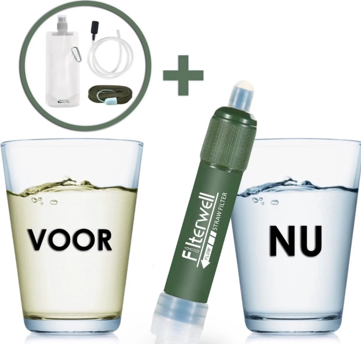 Merkloos Fllterwell Waterfilter - Survival - Zuiver & Schoon Drinkwater - Lichtgewicht - Water Filter - Outdoor - Hiking & Wandelen - Afbeelding 4