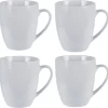 Excellent Houseware Set Van 4x Stuks Bekers/mokken Wit 380 Ml Van Porselein - Melkbekers