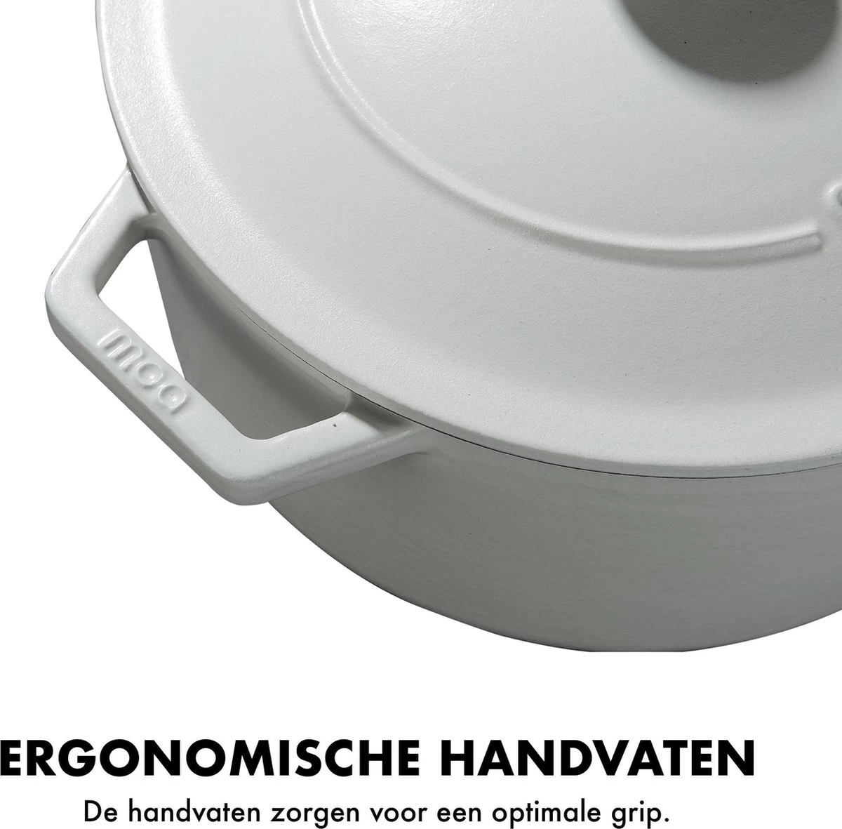 MOA Gietijzeren Braadpan - Inhoud 7,2 Liter - 30CM - Rond - Alle Warmtebronnen - Ook Voor Inductie - Gewicht 7,3 Kg - Wit - C30W - Afbeelding 4