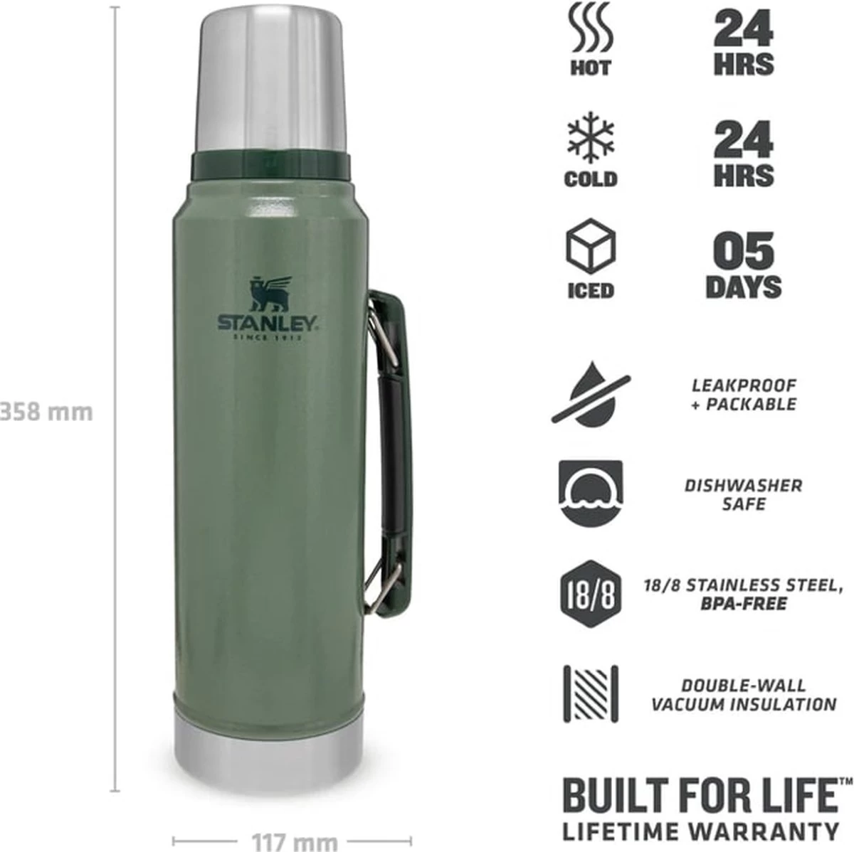 Stanley The Legendary Classic Bottle 1,40L - Thermosfles - Hammertone Green - Afbeelding 11