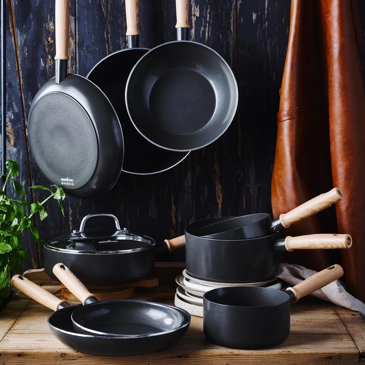 GreenChef Vintage Wokpan 28cm/3.7L - Zwart - Inductie - PFAS-vrij - Afbeelding 4