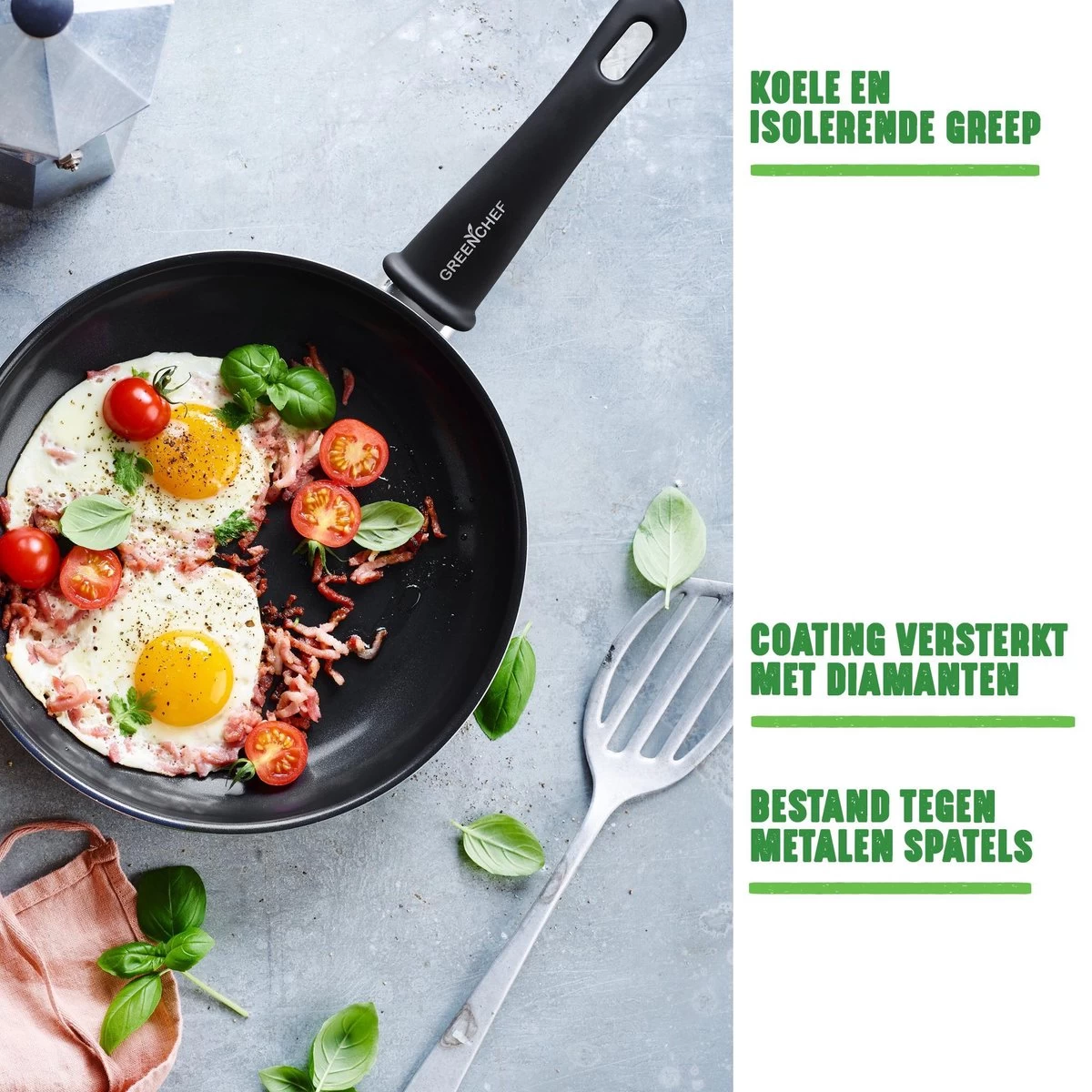 GreenChef Soft Grip Pannenset - 10-Delig - Keramisch - Inductie - Afbeelding 2