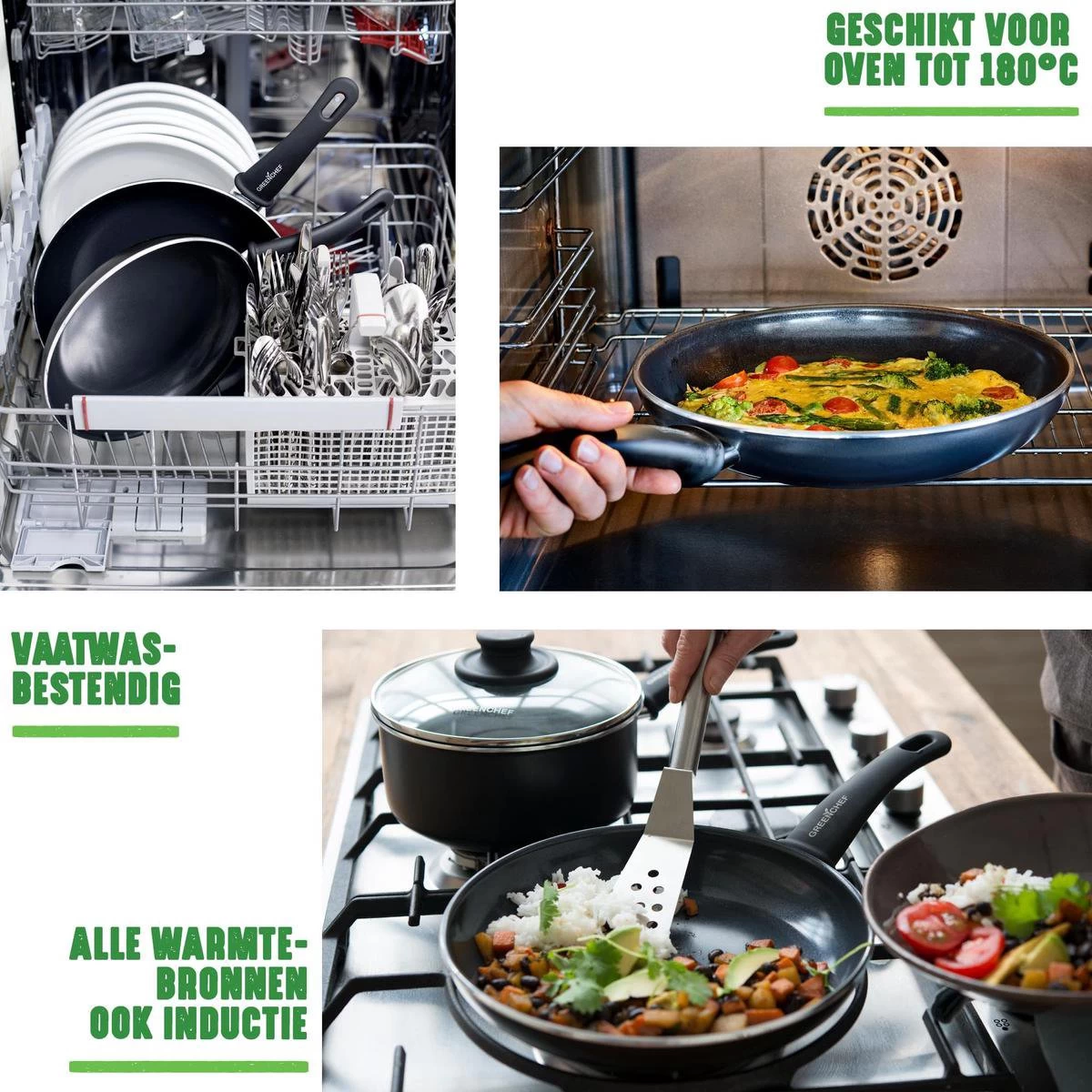 GreenChef Soft Grip Pannenset - 10-Delig - Keramisch - Inductie - Afbeelding 7