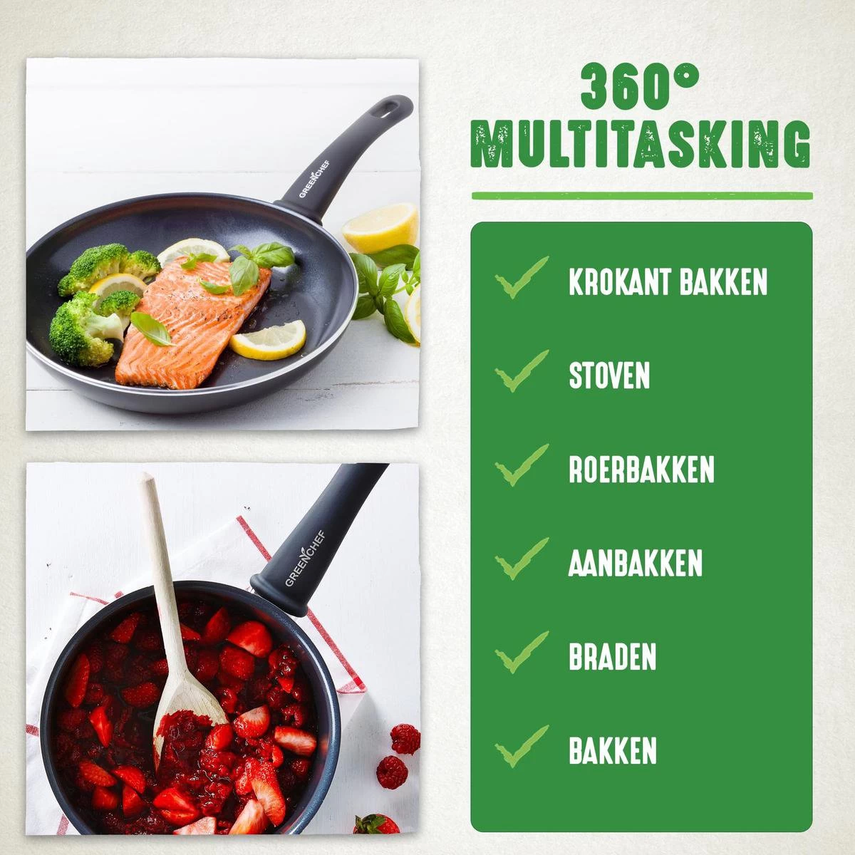 GreenChef Soft Grip Pannenset - 10-Delig - Keramisch - Inductie - Afbeelding 8