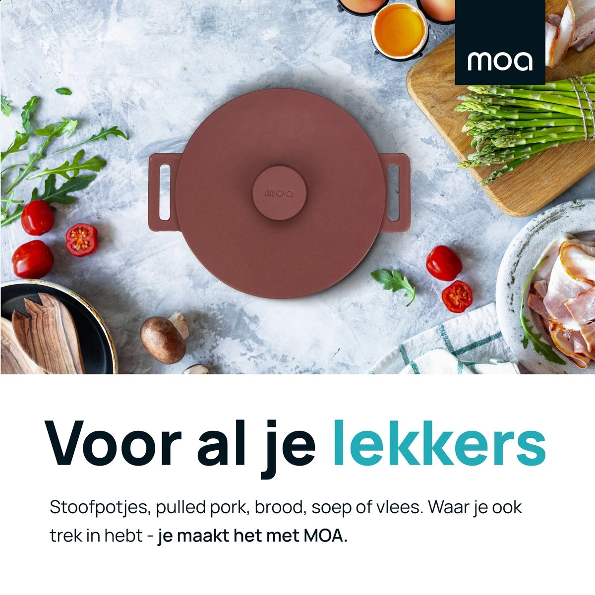 MOA Gietijzeren Braadpan - Inhoud 4,75 Liter - 26CM - Rond - Alle Warmtebronnen - Ook Voor Inductie - Gewicht 5,8 Kg - Bordeaux Rood - MC26BR - Afbeelding 3