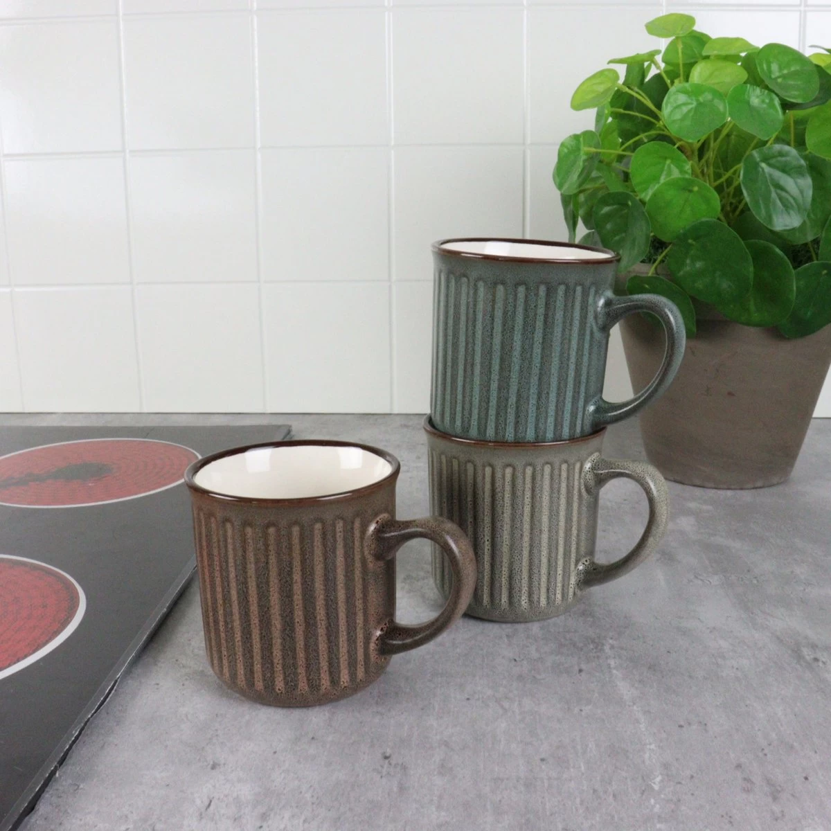 OTIX Koffiekopjes - Met Oor - Set Van 4 - Aardewerk - 250 Ml - Afbeelding 5