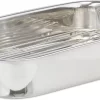 Relaxdays Braadslede Met Rooster - Edelstaal - Ovenschaal - Braadpan - Braadslee - Zilver - L