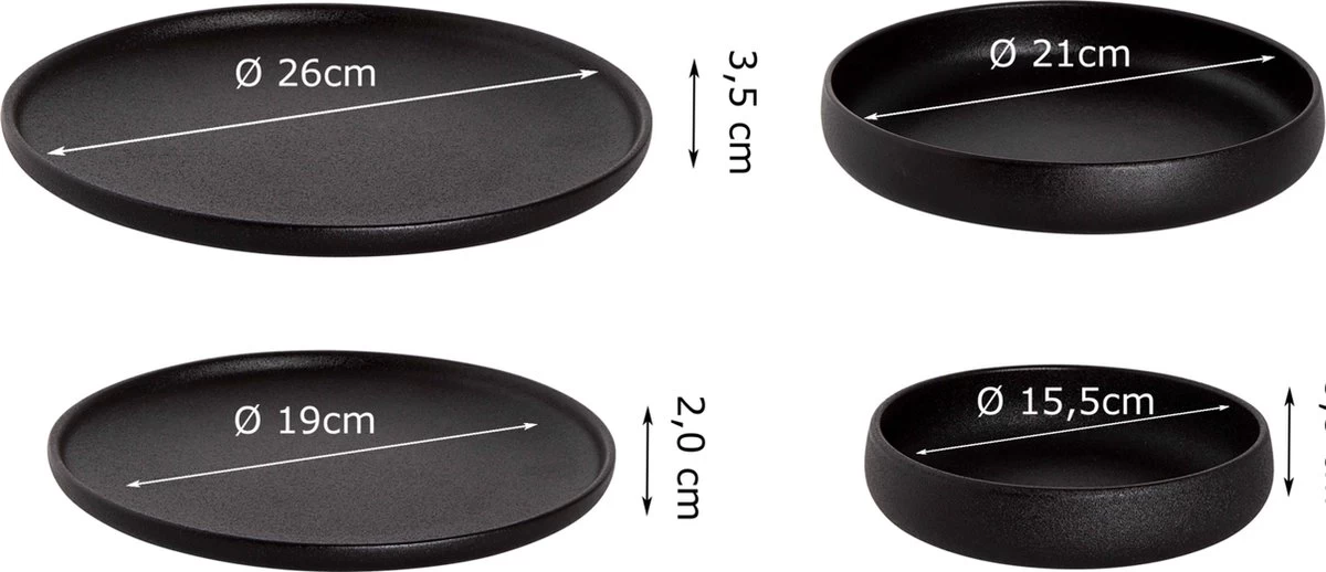 Maastricht Porselein Serviesset Universe Porselein 6-persoons 24-delig Zwart - Afbeelding 10