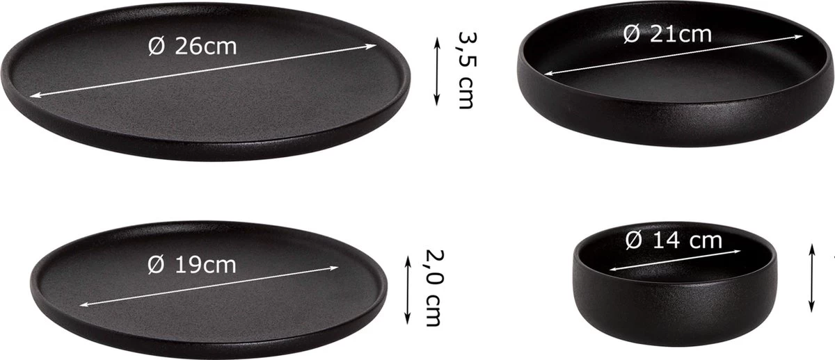 Maastricht Porselein Serviesset Universe Porselein 6-persoons 24-delig Zwart - Afbeelding 12