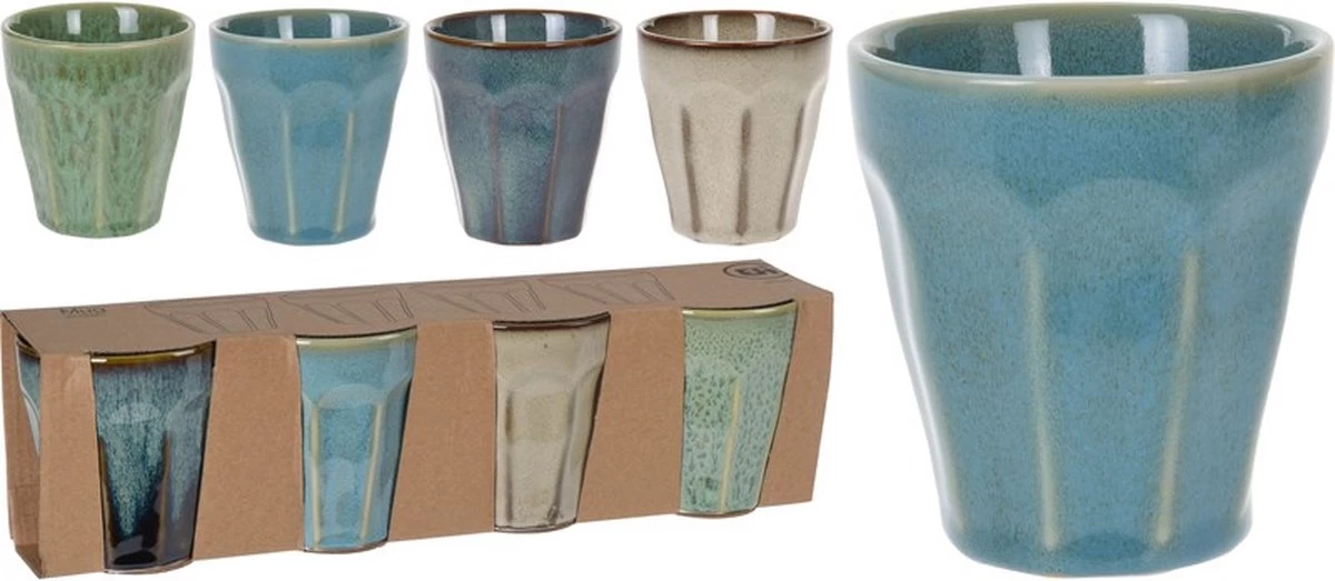 Cappuccino Kopjes - 4 Stuks - In Mooie Blauwe En Groene Kleuren - Afbeelding 3