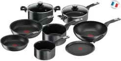 TEFAL YY4390FA Pannenset 10-delig ONBEPERKT - Antiaanbaklaag - Alle Kookplaten Inclusief Inductie - Krasbestendig - Thermo-Signal