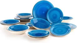 Quid | 18-delige Bordenset | Aardenwerk Bordenset | Vita Azul | Blauw