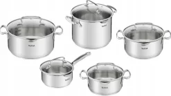 Tefal Duetto+ Pannenset -10 Delig- 5 Pannen - Kookpannenset - Zilver - Afdruipdeksels