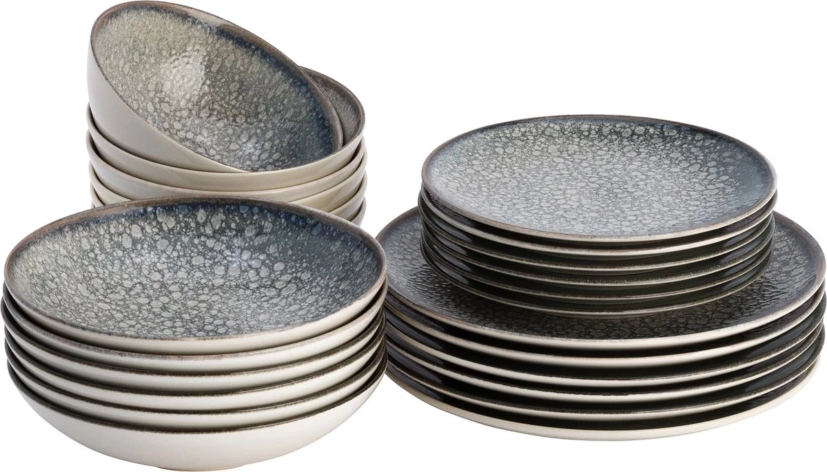 Lite-Body Serviesset Hermes - Grijs Relief - 6 Personen - 24 Delig