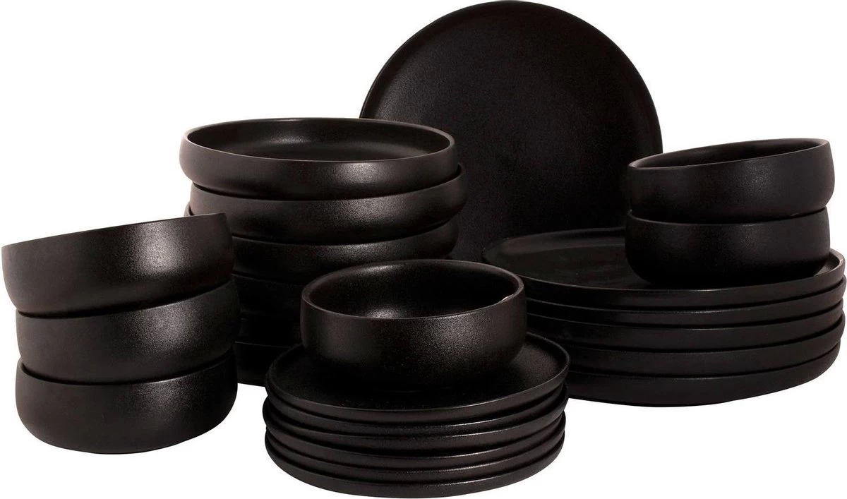 Maastricht Porselein Serviesset Universe Porselein 6-persoons 24-delig Zwart