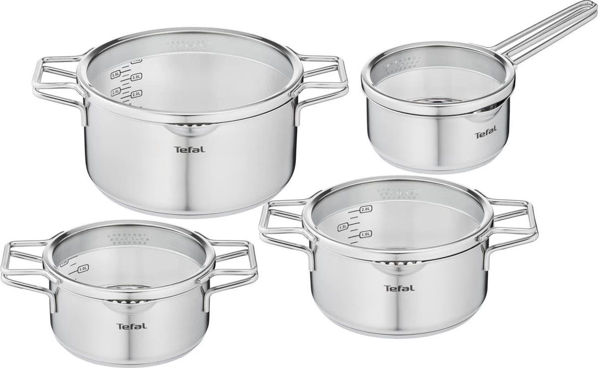 Tefal Nordica Pannenset 4 Delig - Steelpan Ø16 Cm & Kookpan Ø 18 + Ø 20 + Ø 24 Cm