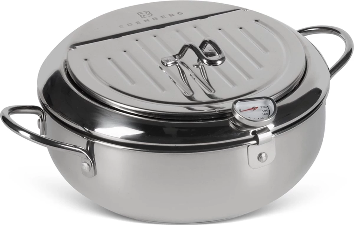 Edënbërg Classic Line - Japanse Frituurpan Met Thermometer - 3.4 Liter - Friteuse/Frituurpot RVS