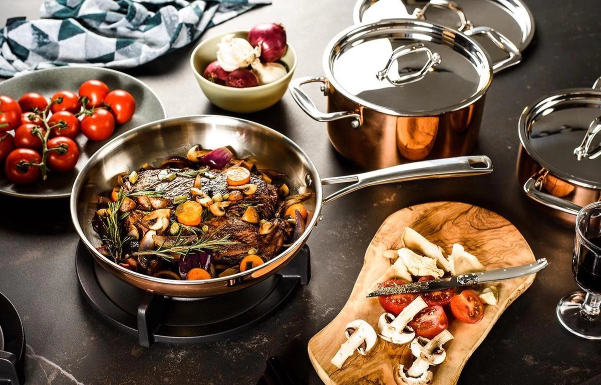 Koekenpan Ø26cm Met Deksel - Inductie - Koper - DUCQ - Afbeelding 2