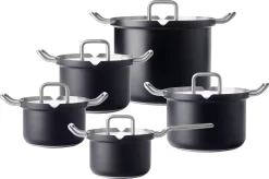 BK Q-linair Master Black Kookpannenset - 5-delig - Veilig Afgietsysteem - Inductie