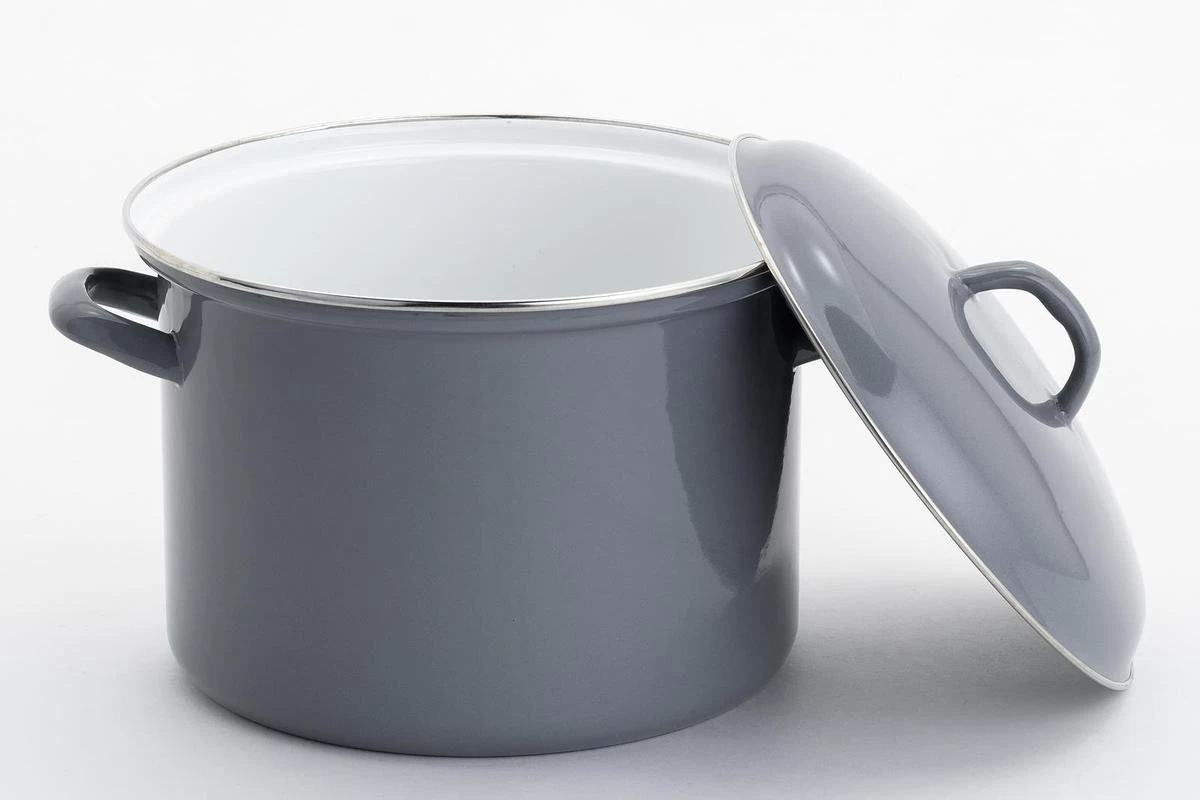 Lite-Body - Magnus Soeppan / Stamppotpan Met Deksel - Ø 24 Cm/ 8l - Emaille - Grijs - Afbeelding 2