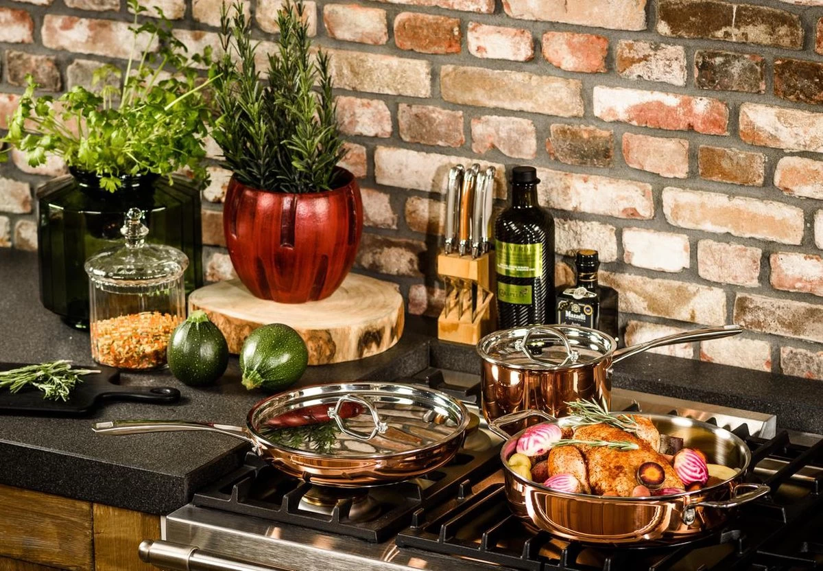 Koekenpan Ø26cm Met Deksel - Inductie - Koper - DUCQ - Afbeelding 4