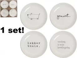 Gusta - Gebaksbordjes - ø 15 Cm - Set 4 Stuks - Porselein - Wit