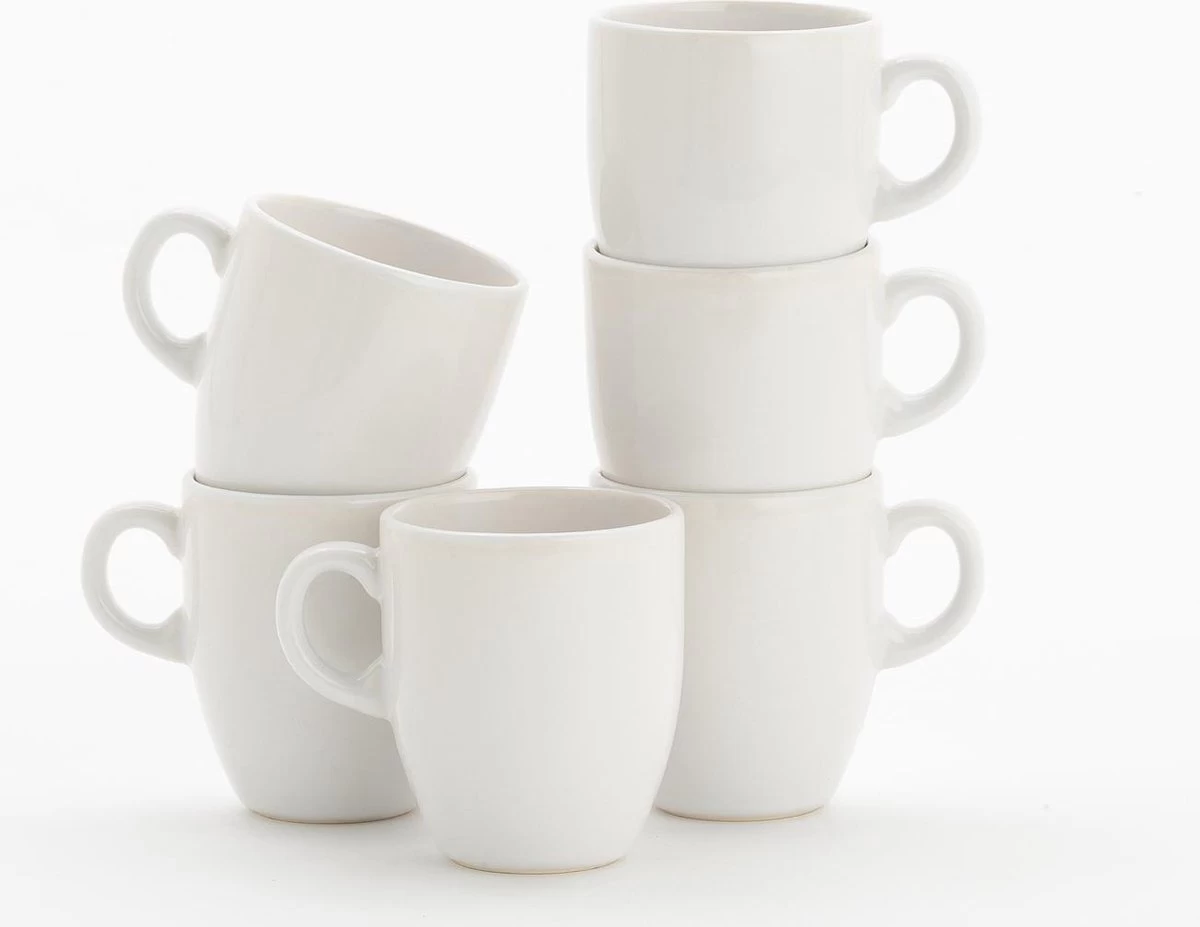 Lite-Body Hermes Koffie Beker - 200 Ml - Set Van 6 - Wit