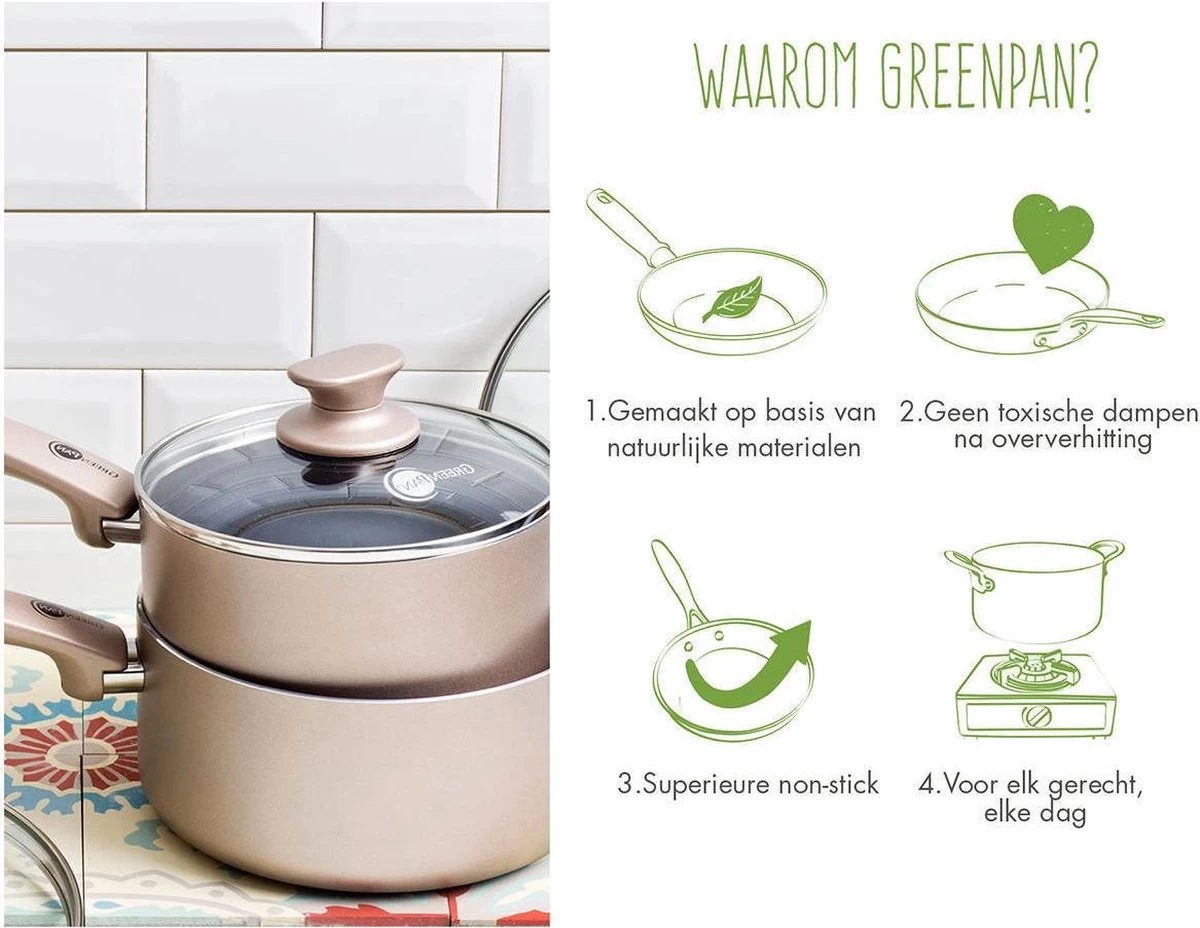 GreenPan Cambridge Koekenpan 24cm - Brons - Inductie - PFAS-vrij - Afbeelding 5