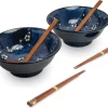 EDO JAPAN - RAMEN BOWL SET/6 2PERS HANA BLAUW O/22CM|H9CM