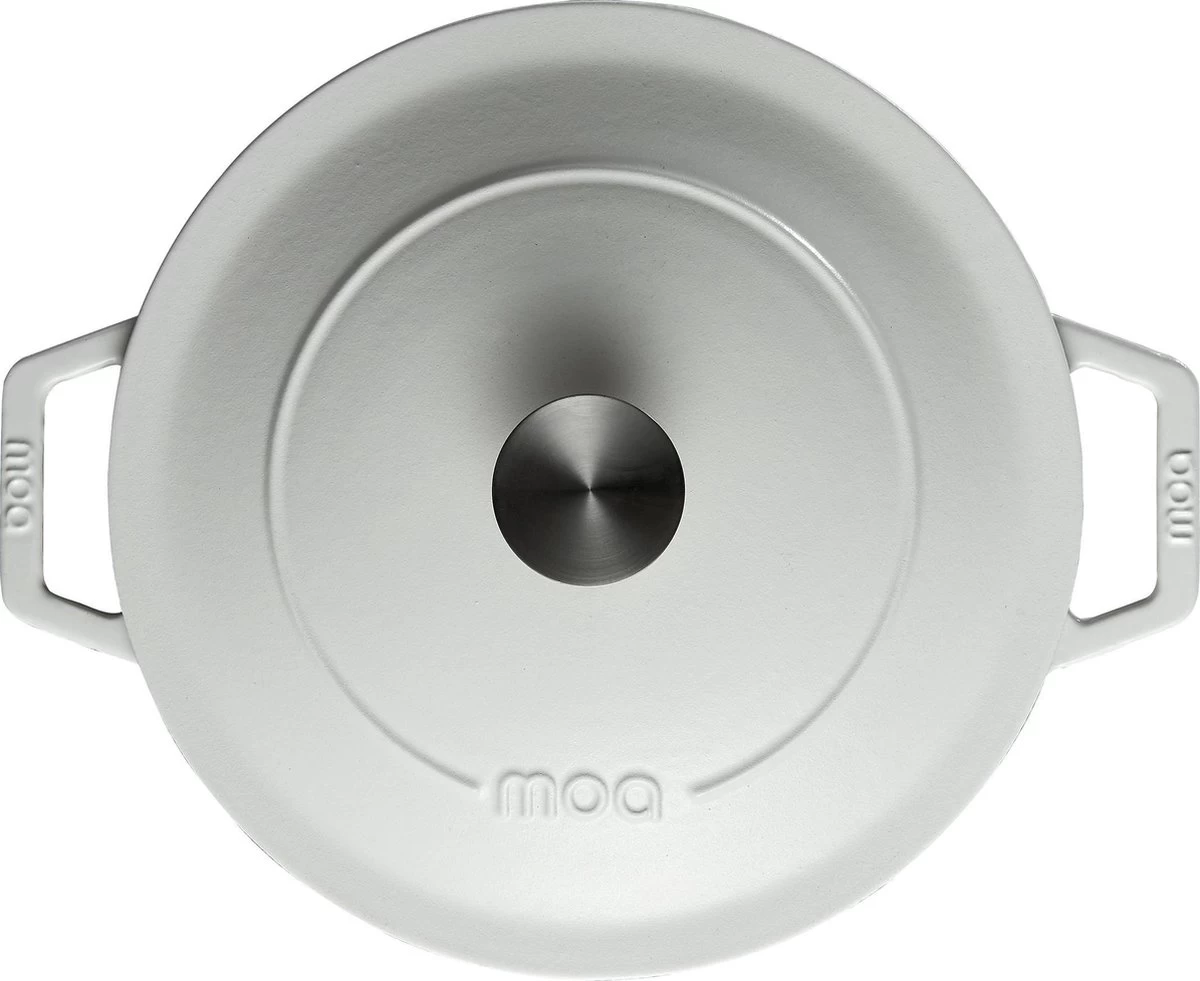 MOA Gietijzeren Braadpan - Inhoud 7,2 Liter - 30CM - Rond - Alle Warmtebronnen - Ook Voor Inductie - Gewicht 7,3 Kg - Wit - C30W - Afbeelding 2