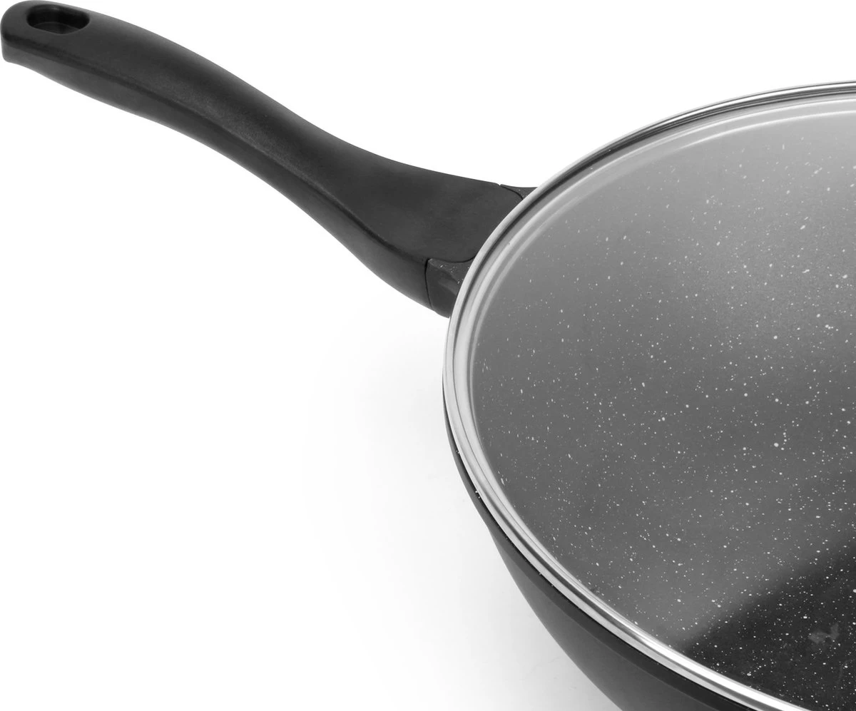 Swiss Pro+ Wokpan - Met Glazen Deksel - 28cm - Zwart - Afbeelding 3