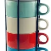 Orange85 Koffiekopjes - Met Houder - Set Van 6 - Gekleurd - 300 Ml - Keramiek