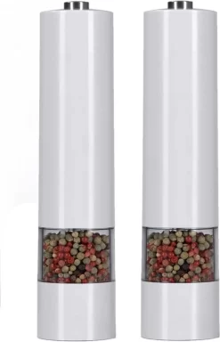 IGOODS Keramiek Elektrische Pepermolen En Zoutmolen - Pepermolen - Zoutmolen - 2 Stuks- Wit