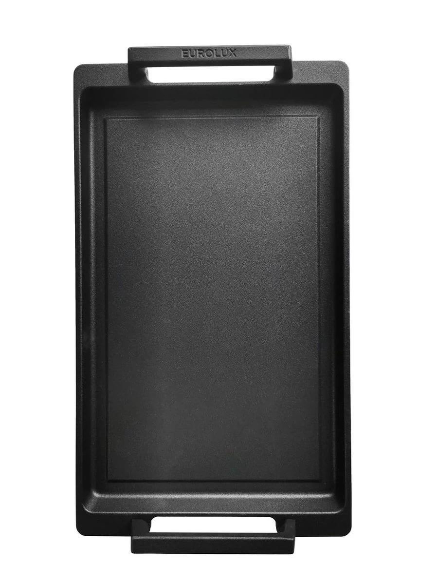 Eurolux Teppanyaki Plaat Met Grepen - 41 X 24 X 2.5 Cm - Zwart - Aluminium - Geschikt Voor Alle Warmtebronnen - Afbeelding 2